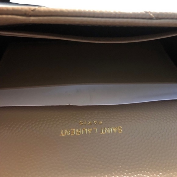 SAINT LAURENT MONOGRAM QUILTED LEATHER FRENCH WALLET DARK BEIGE PREOWNED - Picture 11 of 12